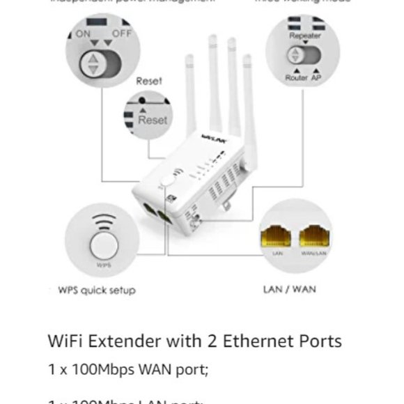 WiFi Range Extender - Signal Booster - Repeater w/ Ethernet Port - Dual Band - Picture 13 of 15